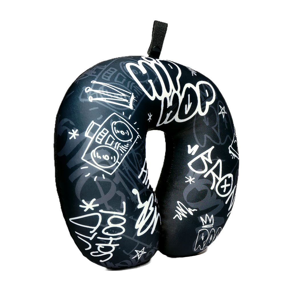 HIP HOP U Shaped Comfort Neck, Head & Shoulder Support Travel Pillow (Black)