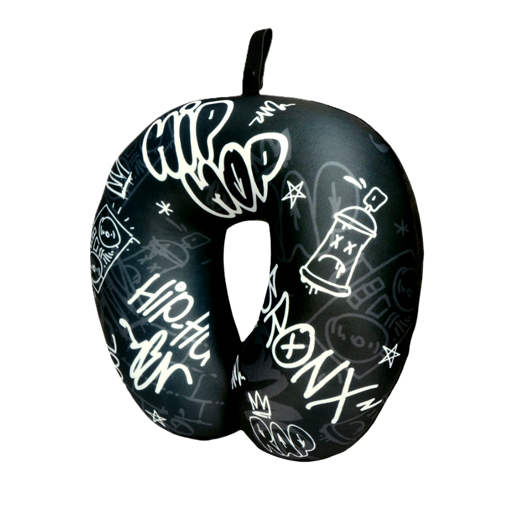 HIP HOP U Shaped Comfort Neck, Head & Shoulder Support Travel Pillow (Black)