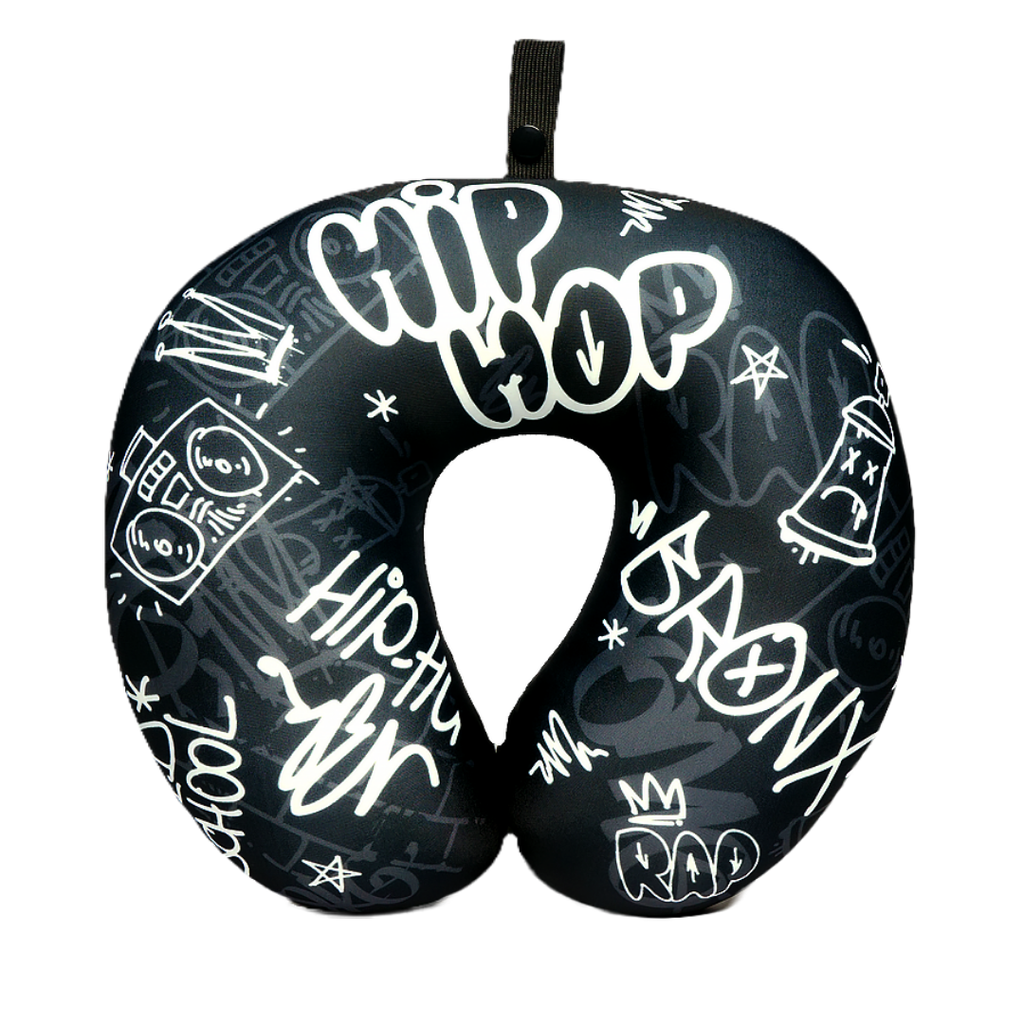 HIP HOP U Shaped Comfort Neck, Head & Shoulder Support Travel Pillow (Black)