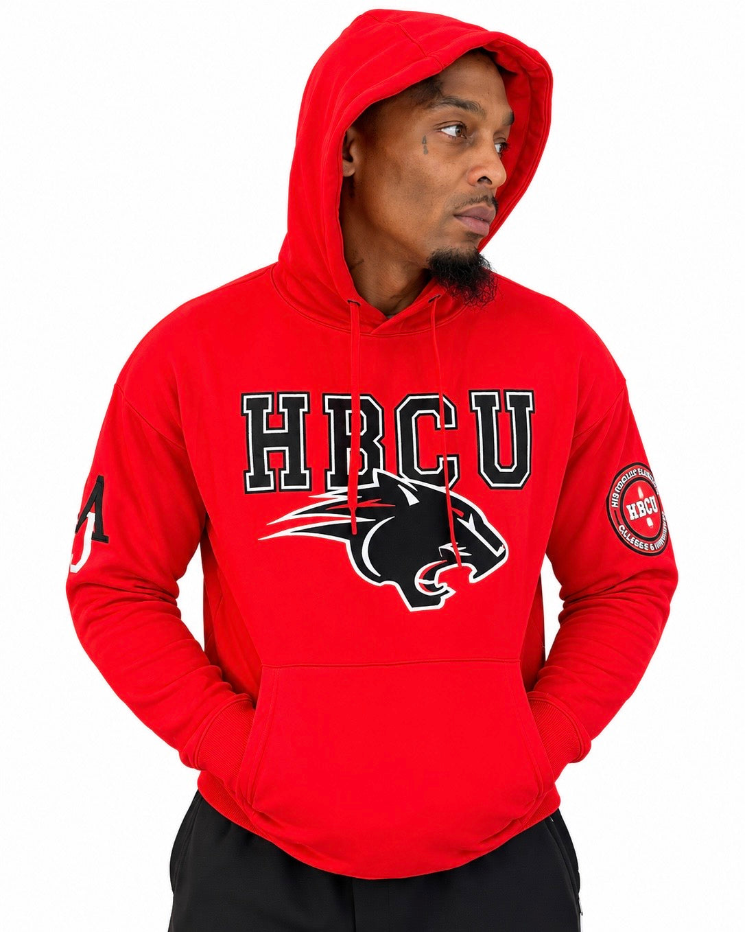 CAU Classic 100% Fully Embroidered & Patched PANTHER HBCU Hoodie - Red