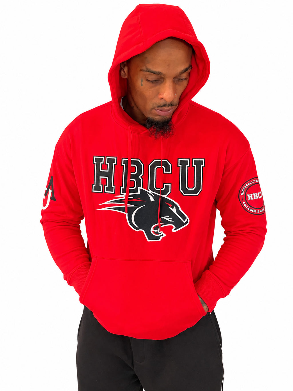 CAU Classic 100% Fully Embroidered & Patched PANTHER HBCU Hoodie - Red