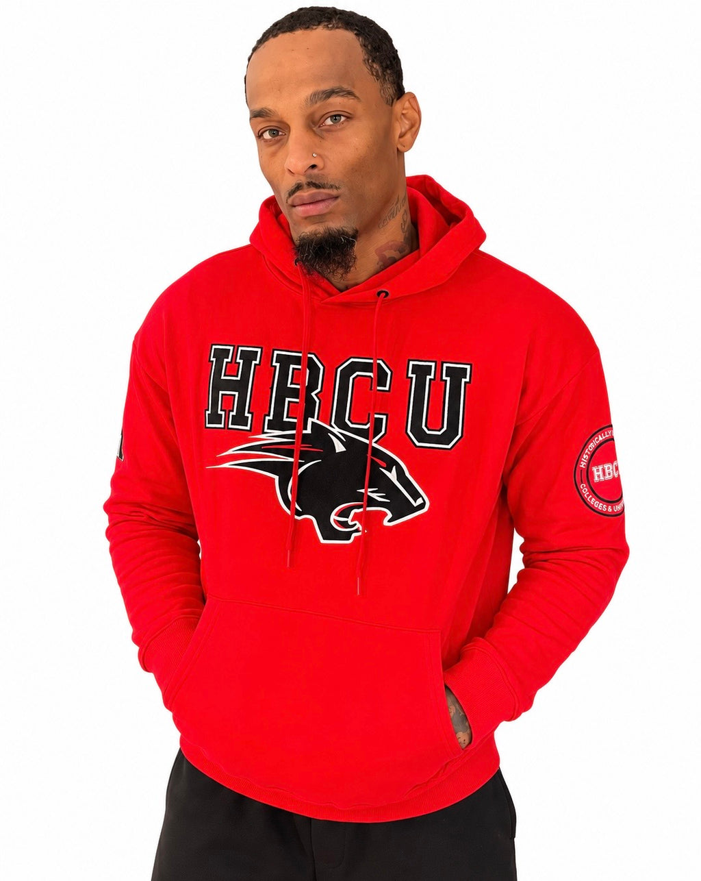 CAU Classic 100% Fully Embroidered & Patched PANTHER HBCU Hoodie - Red