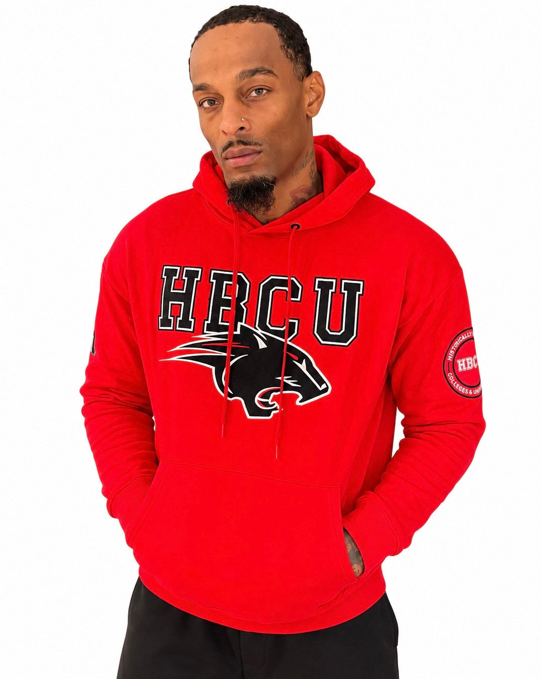 CAU Classic 100% Fully Embroidered & Patched PANTHER HBCU Hoodie - Red