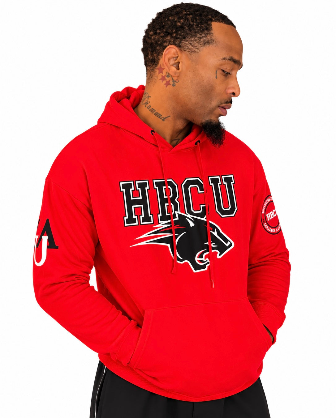 CAU Classic 100% Fully Embroidered & Patched PANTHER HBCU Hoodie - Red