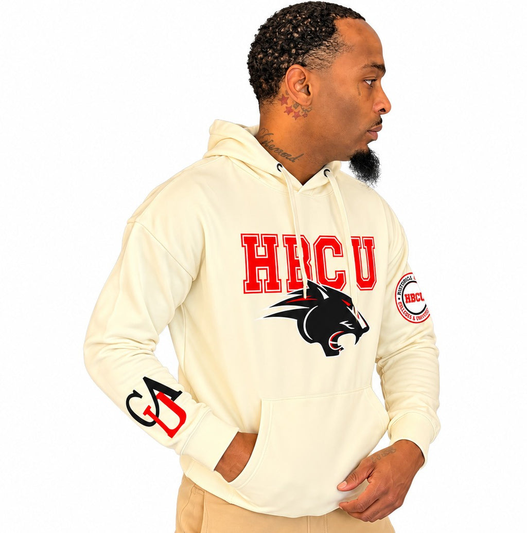 CAU Classic 100% Fully Embroidered & Patched PANTHER HBCU Hoodie - Cream