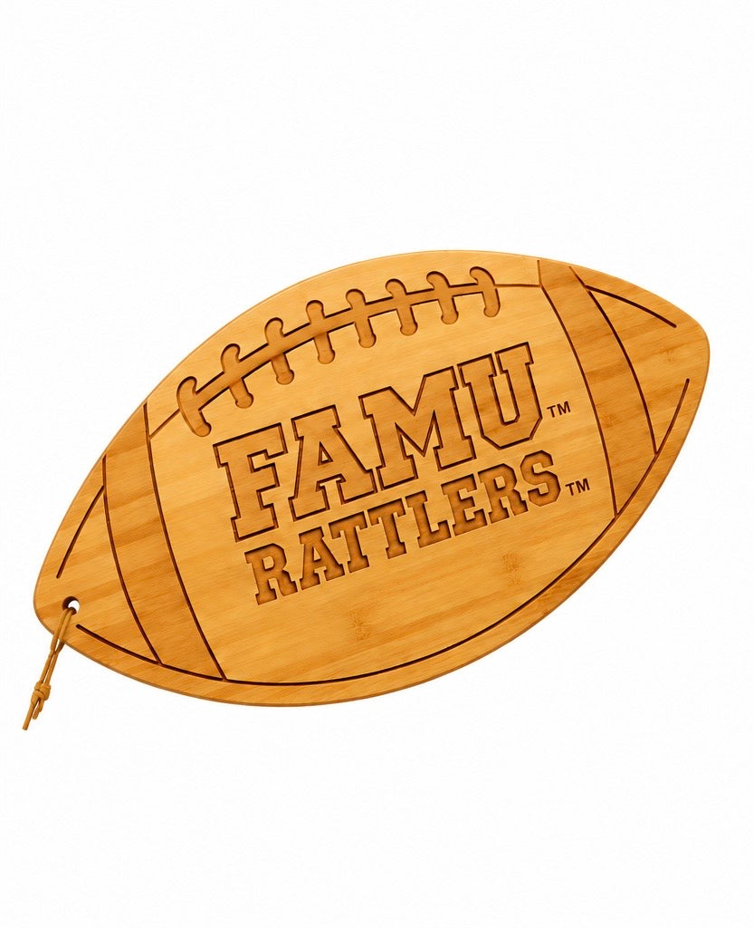 FAMU RATTLERS - 100% Bamboo Football Shaped Cutting Board & Charcuterie Board