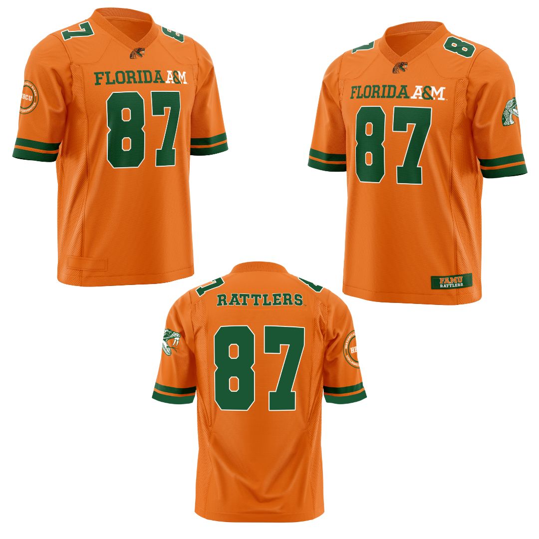 Florida A&M University Rattlers Officially Licensed HBCU Football Jersey – Orange