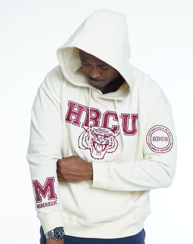 Morehouse College Classic 100% Fully Embroidered & Patched MOREHOUSE Hoodie - Cream