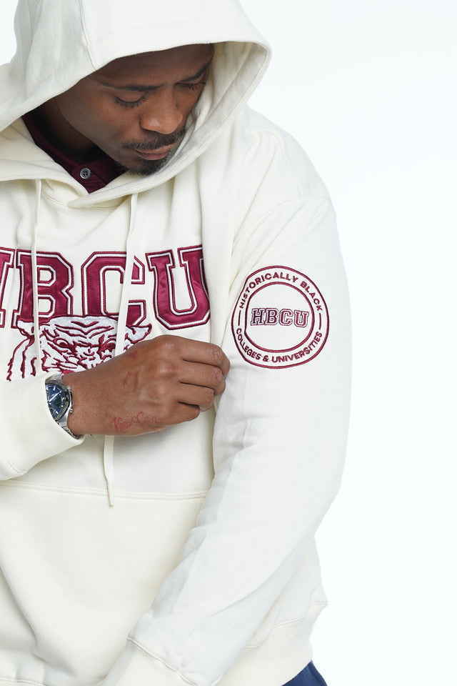 Morehouse College Classic 100% Fully Embroidered & Patched MOREHOUSE Hoodie - Cream