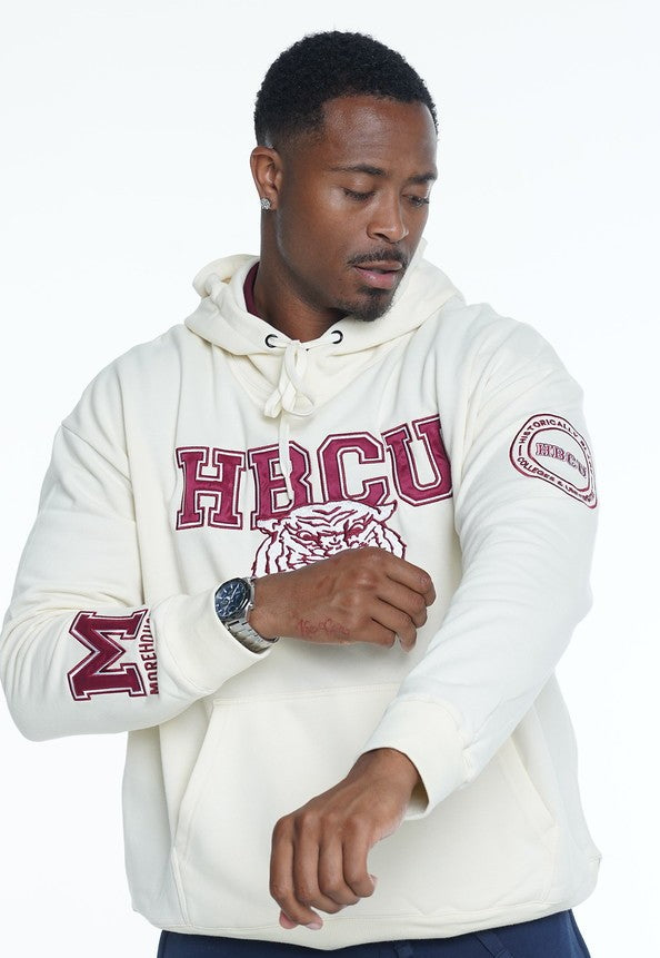 Morehouse College Classic 100% Fully Embroidered & Patched MOREHOUSE Hoodie - Cream