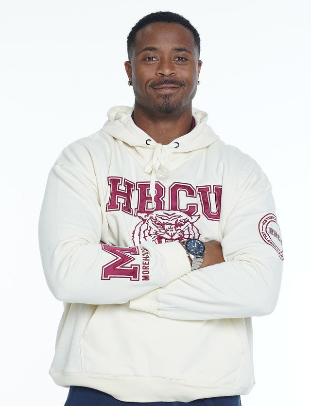 Morehouse College Classic 100% Fully Embroidered & Patched MOREHOUSE Hoodie - Cream
