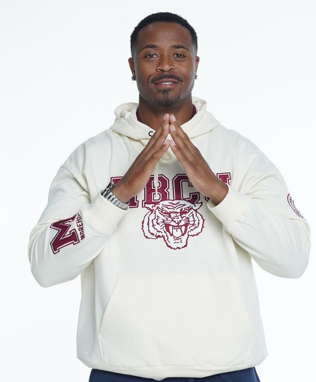 Morehouse College Classic 100% Fully Embroidered & Patched MOREHOUSE Hoodie - Cream