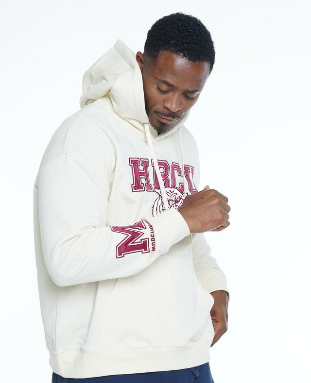 Morehouse College Classic 100% Fully Embroidered & Patched MOREHOUSE Hoodie - Cream