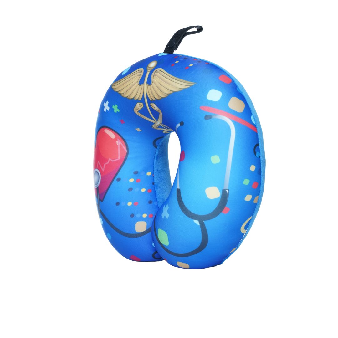 First Responder Medical U Shaped Comfort Neck, Head & Shoulder Support Travel Pillow (Blue)