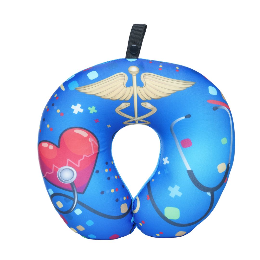 First Responder Medical U Shaped Comfort Neck, Head & Shoulder Support Travel Pillow (Blue)