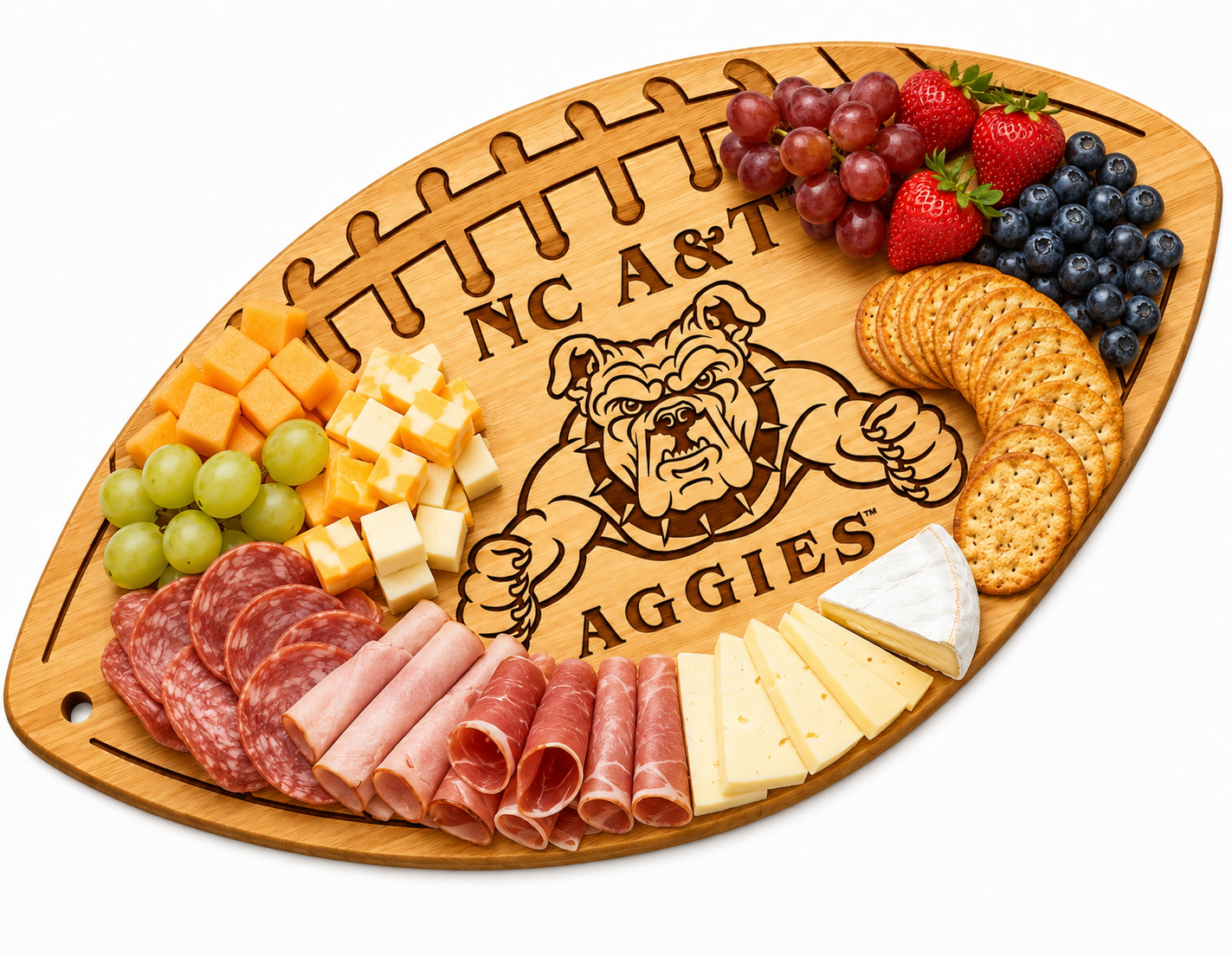 NCAT - 100% Bamboo Custom Branded Football Shaped Cutting Board & Charcuterie Board (Copy)
