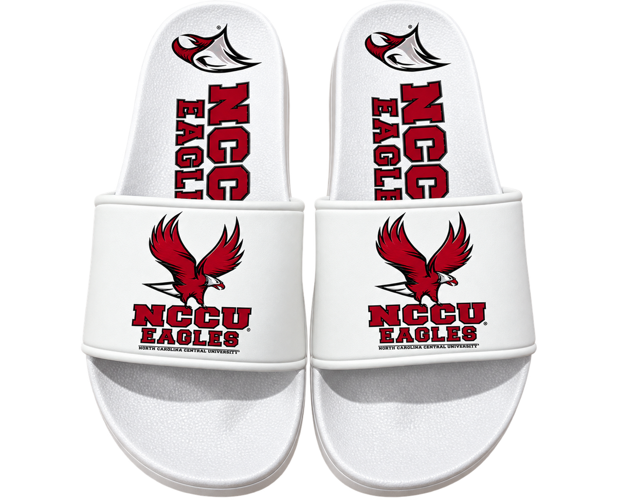"LIMITED TIME OVERSTOCK SALE" NCCU Officially Licensed Comfortable Quality HBCU Slides