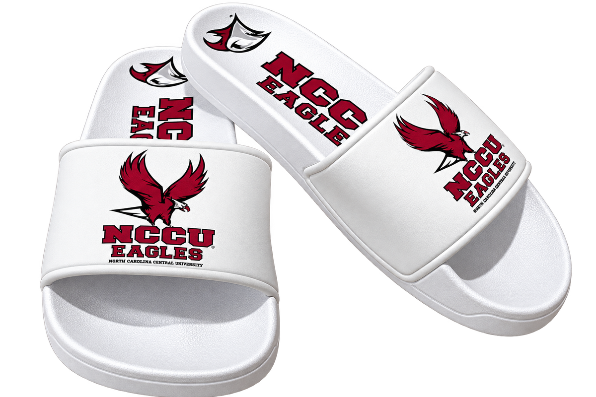 "LIMITED TIME OVERSTOCK SALE" NCCU Officially Licensed Comfortable Quality HBCU Slides