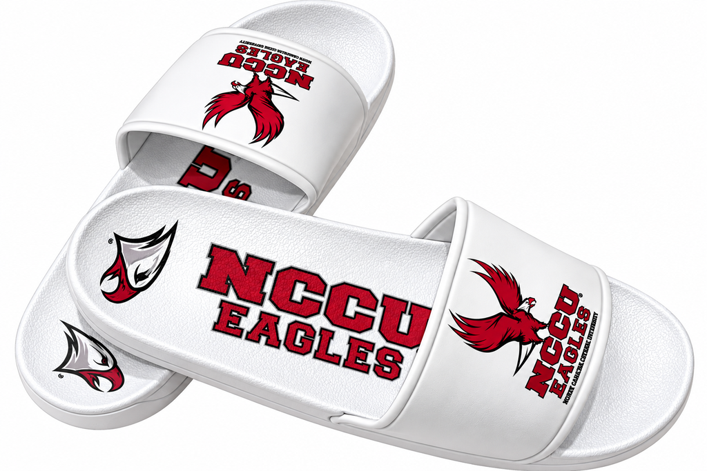 "LIMITED TIME OVERSTOCK SALE" NCCU Officially Licensed Comfortable Quality HBCU Slides