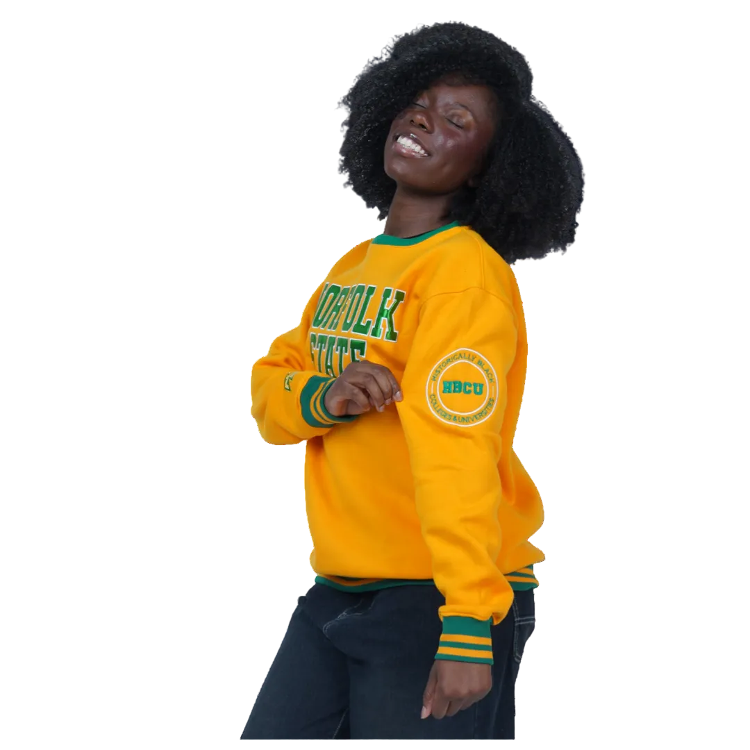 Norfolk State University Classic 100% Fully Embroidered & Patched Crewneck - Gold