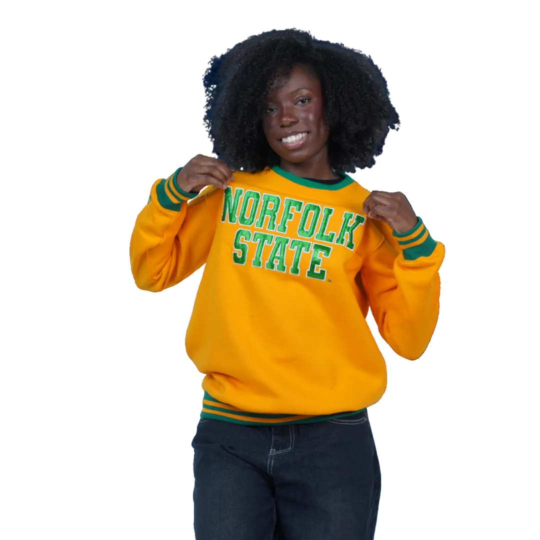 Norfolk State University Classic 100% Fully Embroidered & Patched Crewneck - Gold