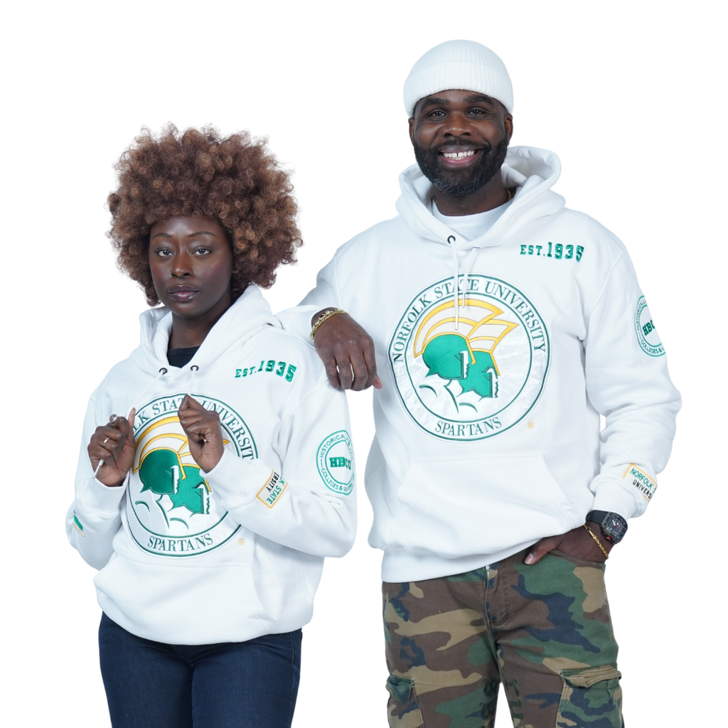 Norfolk State University Classic 100% Fully Embroidered & Patched Hoodie - White