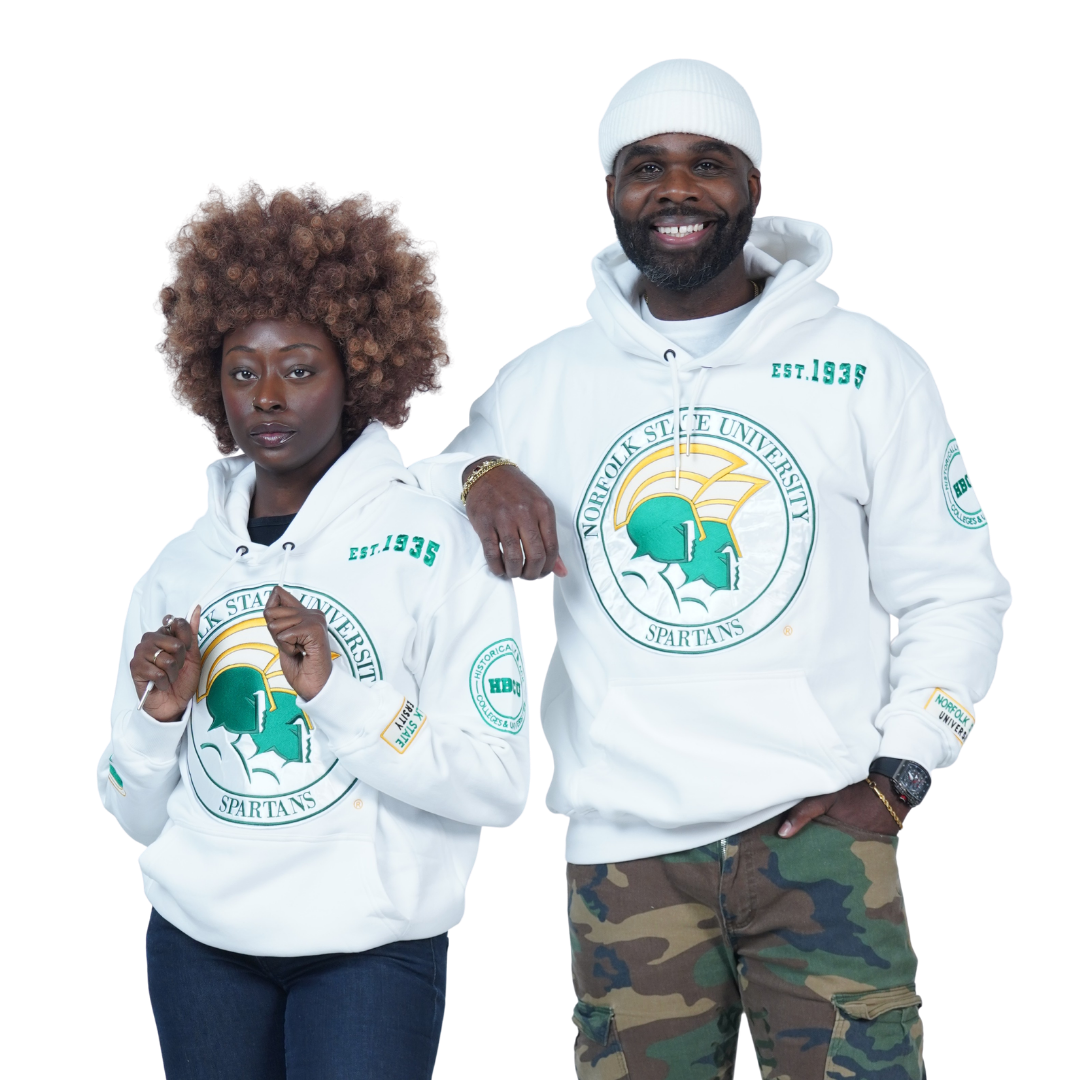 Norfolk State University Classic 100% Fully Embroidered & Patched Hoodie - White