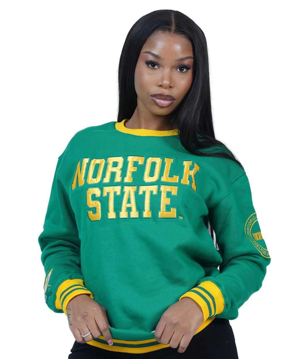 Norfolk State University Classic 100% Fully Embroidered & Patched Crewneck - Green