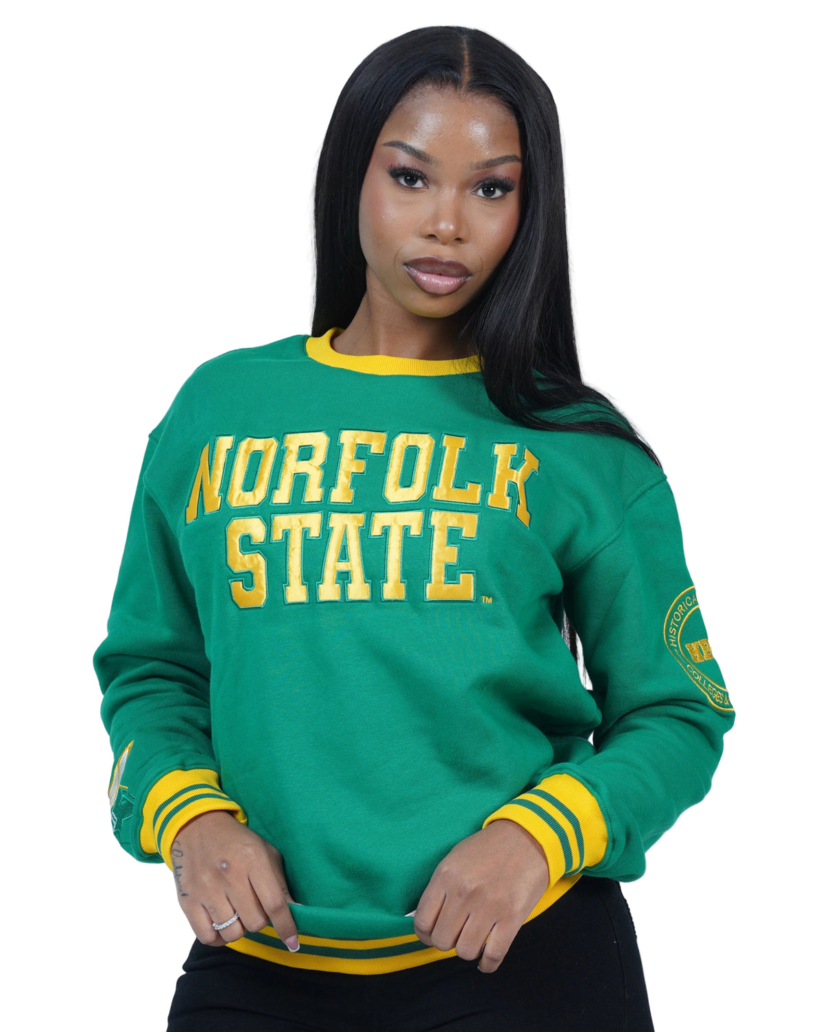 Norfolk State University Classic 100% Fully Embroidered & Patched Crewneck - Green