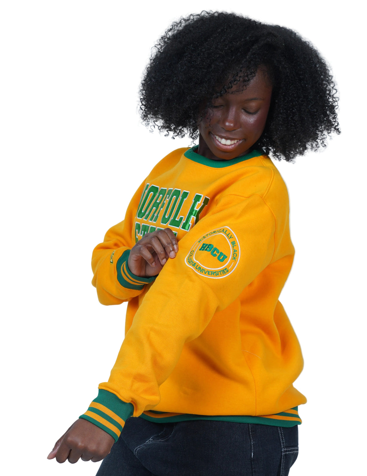 Norfolk State University Classic 100% Fully Embroidered & Patched Crewneck - Gold