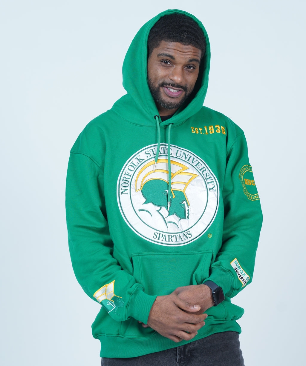 Norfolk State University Classic 100% Fully Embroidered & Patched Hoodie - Green