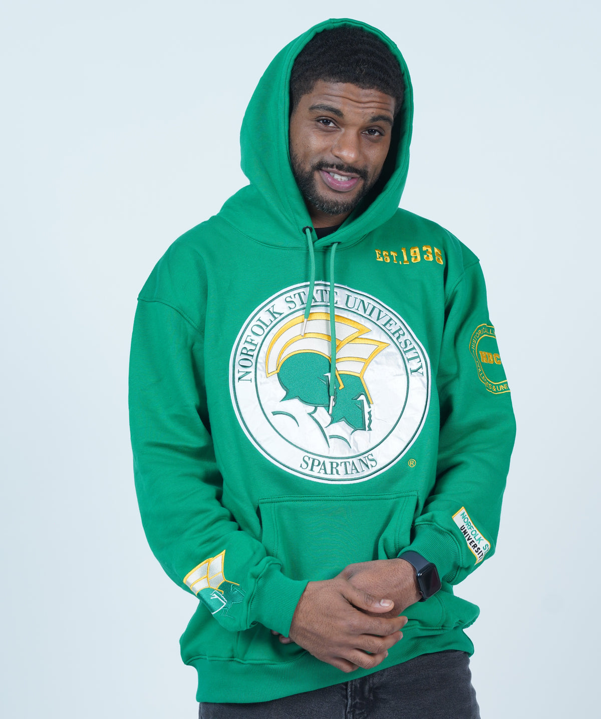 Norfolk State University Classic 100% Fully Embroidered & Patched Hoodie - Green