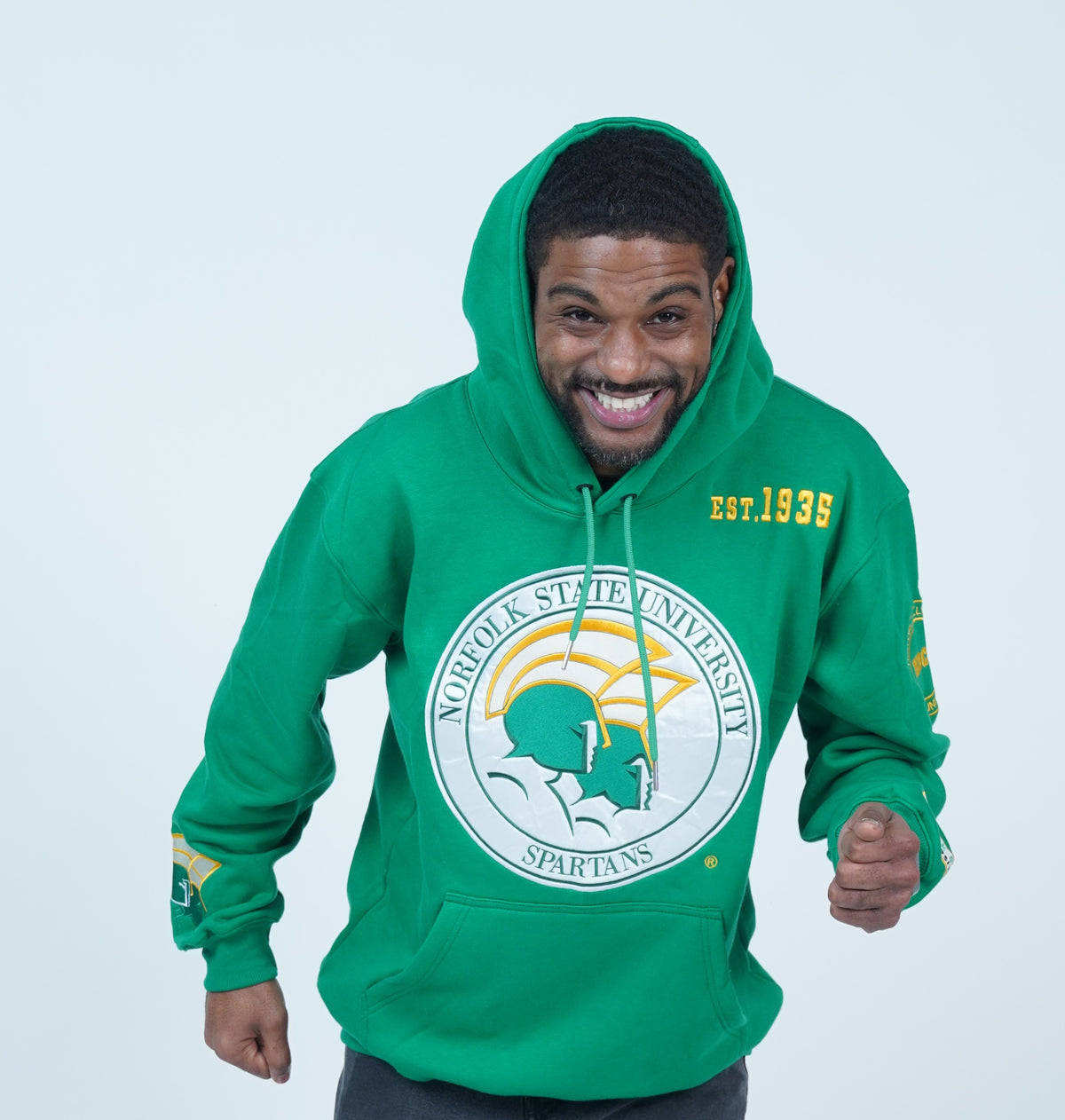 Norfolk State University Classic 100% Fully Embroidered & Patched Hoodie - Green