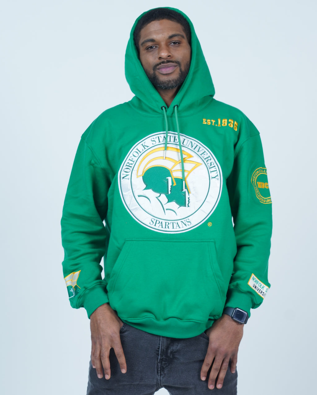 Norfolk State University Classic 100% Fully Embroidered & Patched Hoodie - Green