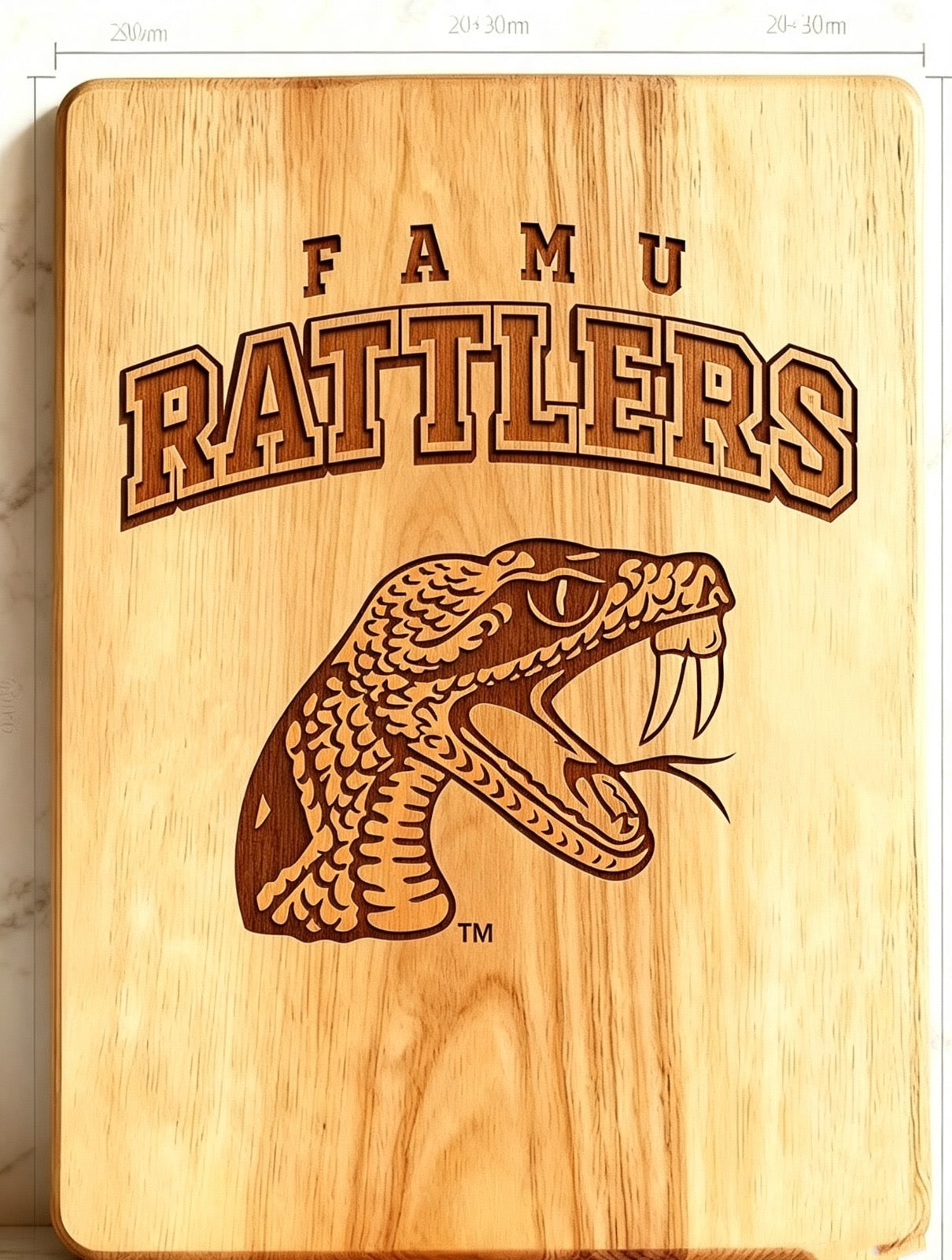 FAMU Embossed Chop-N-Slice Series Rectangular 100% Bamboo Cutting Board