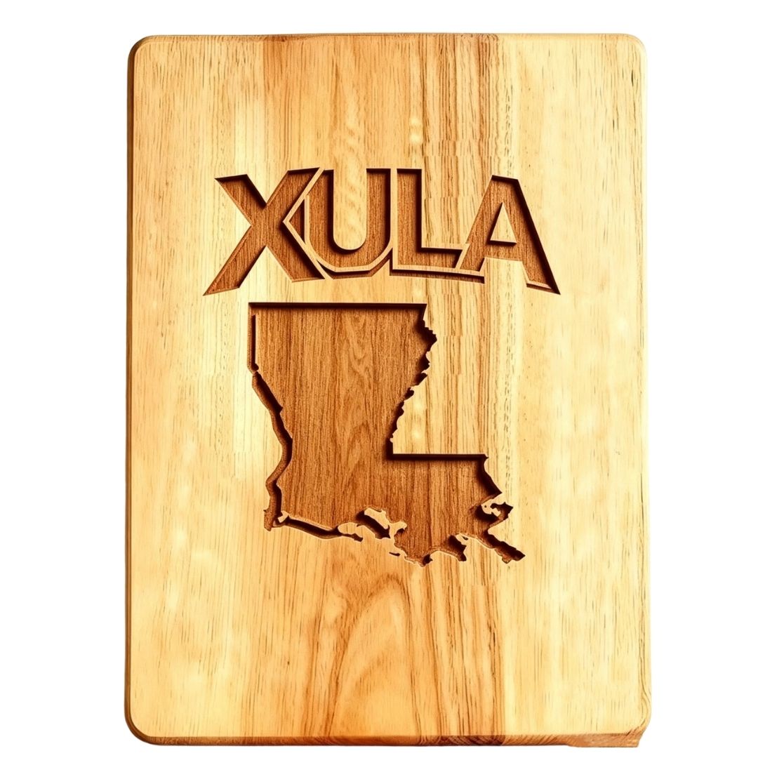XAVIER UNIVERSITY of LOUISIANA Embossed Chop-N-Slice Series Rectangular 100% Bamboo Cutting Board