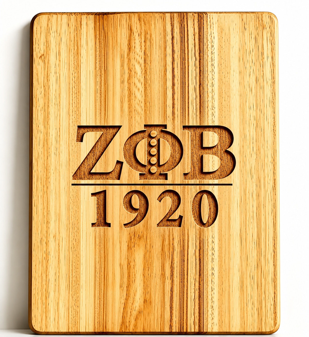 ZETA PHI BETA SORORITY, INC. Embossed Chop-N-Slice Series Rectangular 100% Bamboo Cutting Board